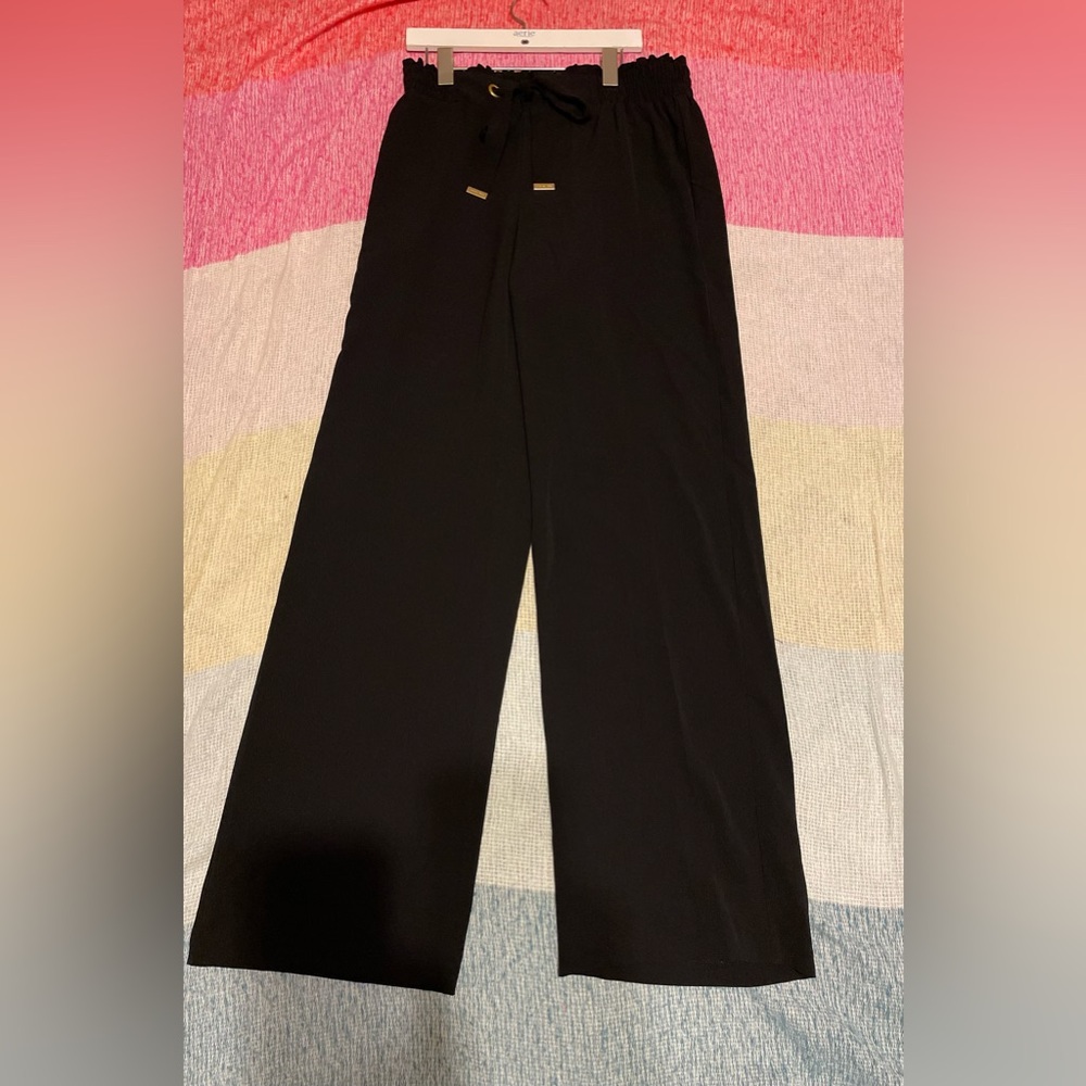 Michael Kors wide leg black waist high drawstring size small